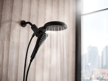 Moen Verso Matte Black Eight-Function 7" Wide Spray Shower Head and Detachable Handshower Combo with 72" Hose, 220C3BL | 7" - color: Matte Black
