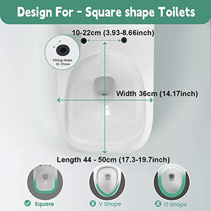 Elongated Square Toilet Seat 18.5 - Soft Close Lid, Durable Plastic, Easy Clean, Quick Install, White - Safe & Sturdy Design for Modern Bathrooms (04F) - size: 04F