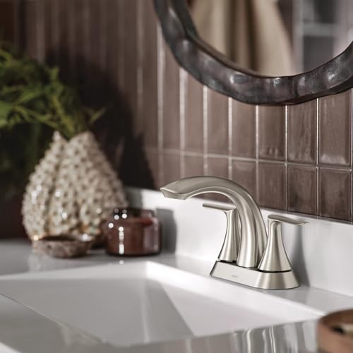 Moen Findlay Spot Resist Brushed Nickel Two Handle 4-Inch Centerset Bathroom Faucet, 84515SRN