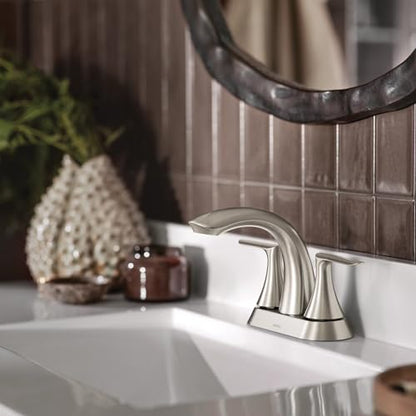 Moen Findlay Spot Resist Brushed Nickel Two Handle 4-Inch Centerset Bathroom Faucet, 84515SRN