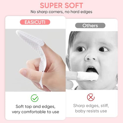 EASICUTI 40Pcs Baby Finger Toothbrush, Dry Wipes Baby Toothbrush, Baby Tongue Cleaner, Newborn Tooth and Gum Wipes, BAB y Oral Cleaner, Infant Toothbrush Mouth Clean for 0-36 Month - size: 1 Count (Pack of 40)