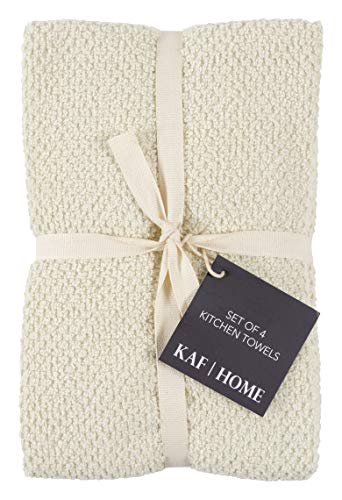 KAF Home Deluxe Popcorn Terry Kitchen Towels, Cotton Kitchen Dish Towels, Set of 4, Alabaster - color: Alabaster