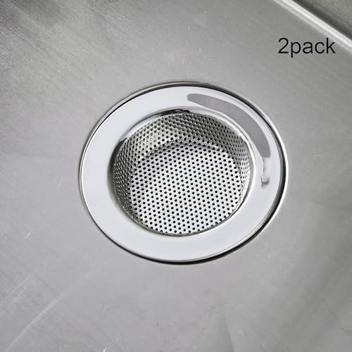 Kitchen Sink Strainer Stainless Steel, LASSHSWA Kitchen Sink Drain Strainer, Sink Strainers for Kitchen Sinks with Large Wide Rim 4.5" Diameter (2 Pack) - style: 2 PACK