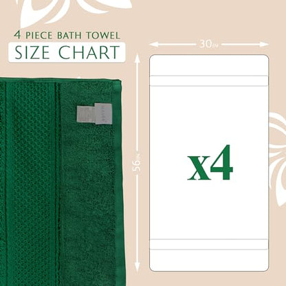 MAURA Hunter Green Extra Large Turkish Cotton Luxury Bath Towels Set of 4. Ultra-Soft, Thick & Plush Towels for Bathroom - Dark Green - color: Midnight Green, size: Bath Towel (4-Pack)