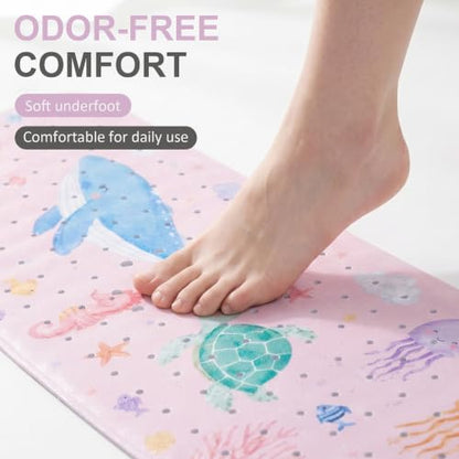 Bath Mat for Tub Non Slip, Bathtub Mat for Kids | Anti Slip, Foldable, Extra Long, Suction Cup for Strong Grip - color: Lightpink