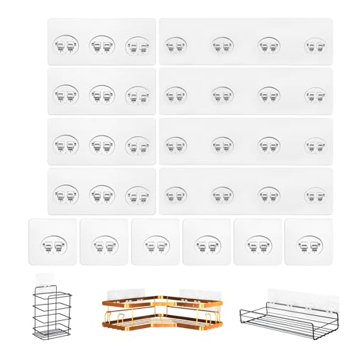 14 Pack Shower Caddy Adhesive Replacement, Strong Shower Shelf Adhesive Hooks for Corner Shelf Basket, Bathroom Rack, Kitchen Rack and Soap Holder - size: 14Pack( 4Pack10.23"&4Pack5.51"&6Pack2.36")