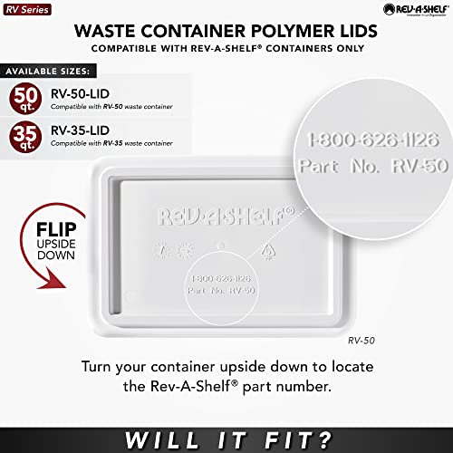 Rev-A-Shelf 35 Qt Under Sink Garbage Can Lid for Base Kitchen and Bathroom Cabinet, Replacement Plastic Trash Bin Lid Only, Blue, RV-35-LID-22-1-40 - color: Blue, size: 35 QT