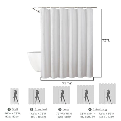 Aiyufeng 3D Textured White Shower Curtain for Bathroom, Fabric Shower Curtain Soft Cloth & Hotel Spa Quality, Luxury Boho Bathroom Curtains, Machine Washable, White, 72x72 Inches - color: White, size: 72"W x 72"L (Pack of 1)