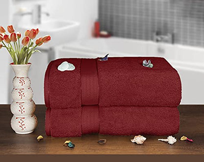 GLAMBURG 700 GSM Premium Oversized Extra Large Cotton Bath Sheet 35x70-100% Combed Cotton - Luxury Hotel & Spa Quality - Durable Ultra Soft Highly Absorbent - Burgundy - color: Burgundy, size: 2 Pack 700 GSM Bathsheet