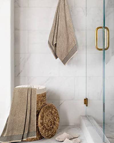 BELIZZI HOME 2 Pack Oversized Cotton Bath Towels, Tan, 28x55 inches - color: Tan