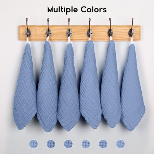 Unnivoll Muslin Burp Cloths Baby 12''X12'', Baby Washcloths 6 Pack, 100% Cotton Baby Wash Cloths Absorbent and Soft for Newborn Infants Kids Boys Girls - Sapphire Blue - color: Sapphire Blue