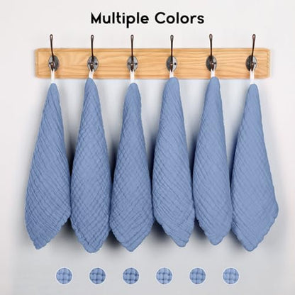 Unnivoll Muslin Burp Cloths Baby 12''X12'', Baby Washcloths 6 Pack, 100% Cotton Baby Wash Cloths Absorbent and Soft for Newborn Infants Kids Boys Girls - Sapphire Blue - color: Sapphire Blue