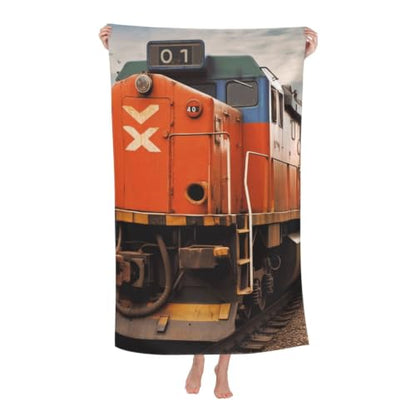 Train Bath Towel Super Absorbent Beach Towels Microfiber Bathroom Towel 32 x 52 Inch - color: Train