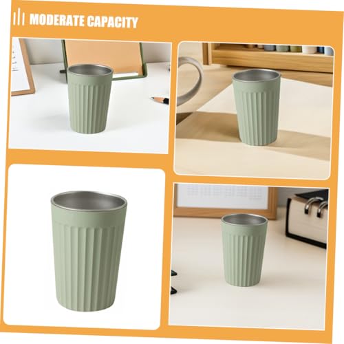 Textured Stainless Steel Toothbrush Cup Green Bathroom Tumbler Holder for Rinsing Stylish and Versatile Use in Home School Office