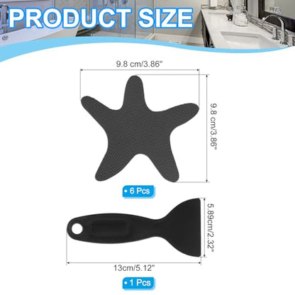 PATIKIL Bathtub Non Slip Stickers 3.86x3.86 Inch, 6 Pack Starfish Safety Shower Floor Anti Slip Stickers with Adhesive Decals Scraper for Bath Tub Shower Floor Stair, Black - color: Black