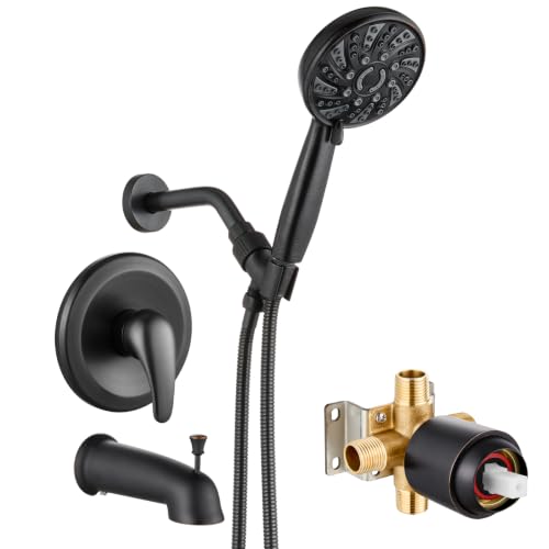 gotonovo Tub Shower Faucet Set with Valve 6 Mode Handheld Oil Rubbed Bronze | Bathtub Faucet Set,6 Mode ABS Handheld Spray,6.3’’ Metal Tub Spout,Brass Valve Trim Kit,Shower Head and Handle Kit,Wall Mount - color: Bronze