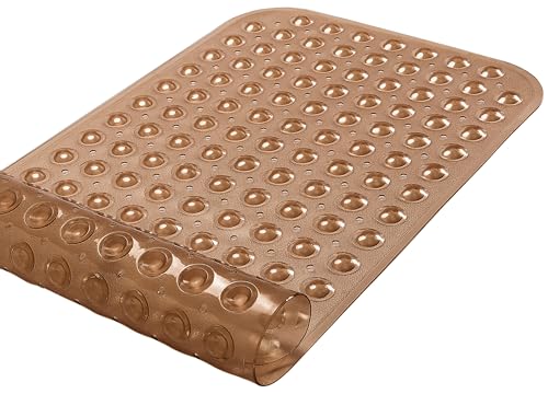 Large Non-Slip Bathtub & Shower Mat 31 inch x16 inch (Smooth/Non-Textured Tubs Only) Safe, Clean, Machine-Washable, Superior Grip&Drainage, Vinyl, Transparent Brown, Medium - color: Transparent Brown, size: Large (31"x16")