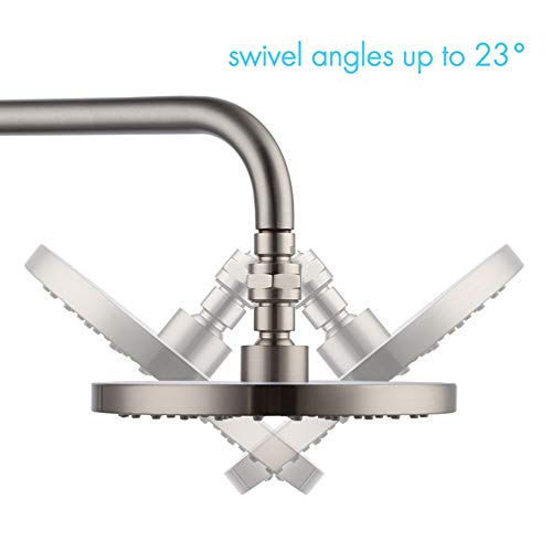 Shower Head Connector,Brass Ball Joint Adjustable Shower Arm Extension Swivel Adapter,Large Water Flow Ball Joint Universal Showering Component Shower Connector,Accessory for Bathroom(Brushed)