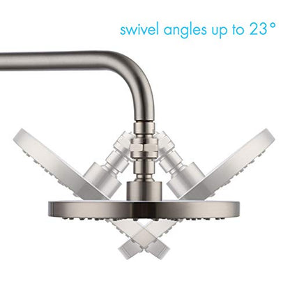 Shower Head Connector,Brass Ball Joint Adjustable Shower Arm Extension Swivel Adapter,Large Water Flow Ball Joint Universal Showering Component Shower Connector,Accessory for Bathroom(Brushed)