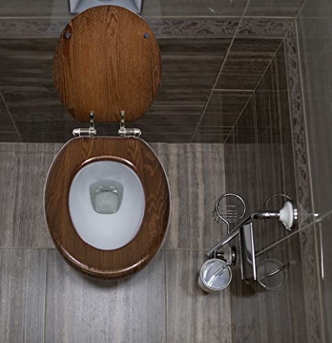 Design House Dalton Round Toilet Seat, Java Brown | Surface, Traditional, Wood, Hardware, 561241-JV - color: Dark Wood
