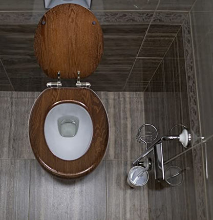 Design House Dalton Round Toilet Seat, Java Brown | Surface, Traditional, Wood, Hardware, 561241-JV - color: Dark Wood