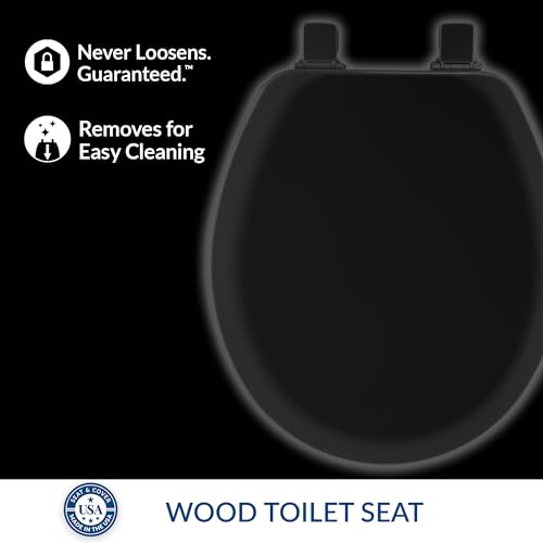 Mayfair Cameron Black Toilet Seat, Non Slip Heavy Duty Wood, Easy Clean, Made in USA, Round (Pack of 2) - color: Black, size: Round (Pack of 2)