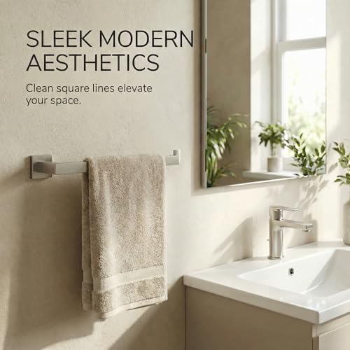 5-Piece Brushed Nickel Bathroom Hardware Set, Wall Mounted Thickened 304 Stainless Steel Towel Holder Set, Featuring 23.6" Towel Bar, Hand Towel Rack, Toilet Paper Holder, and 2 Towel Hooks - color: Brushed Nickel