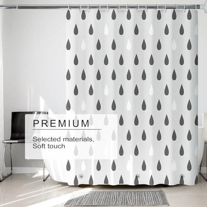 TIKABC Shower Curtain Liner, 4G PEVA Shower Liner, Plastic Waterproof Shower Curtains, 72x72 inch with Grommet Holes 3 Magnetic Weights - color: Black Raindrops