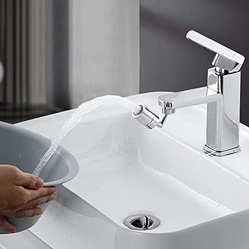Swivel Sink Faucet Aerator Big Angle Dual-function 2-Flow Sprayer Faucet Head, Sink Sprayer Attachement for Face Washing, Gargle and Eyewash Station（ 55/64'' Female Thread,Adapter Included）