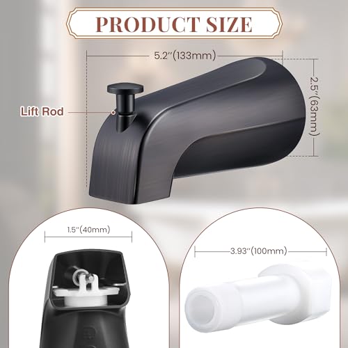 Dreyoo Tub Spout, Tub Faucet for Bathtub (Oil Rubbed Bronze,Simple) | Bathroom Bathtub Faucet with Adapters, Hex Wrench, Universal Faucet for Bathtub Fits 1/2" Copper Pipe, 1/2" IPS and 3/10" IPS - color: Oil Rubbed Bronze, style: Simple