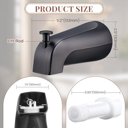 Dreyoo Tub Spout, Tub Faucet for Bathtub (Oil Rubbed Bronze,Simple) | Bathroom Bathtub Faucet with Adapters, Hex Wrench, Universal Faucet for Bathtub Fits 1/2" Copper Pipe, 1/2" IPS and 3/10" IPS - color: Oil Rubbed Bronze, style: Simple