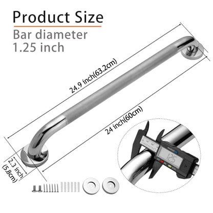 Rockgoya Shower Grab Bar, 2 Pack 24 Inch Bathroom Grab Bar, 304 Stainless Steel 1.25" Diameter Anti-Slip Handicap Grab Bar Support Shower Rail Senior Handrail Shower Safety Bar Handle - size: 24 Inch