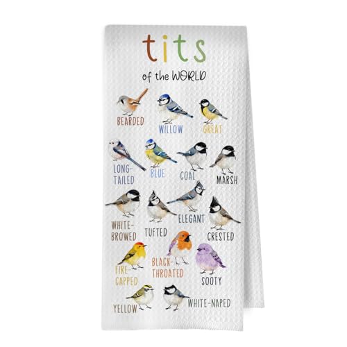 Bird Watching Kitchen Towels - Bird Gifts Decorative Waffle Dish Towels, Birding Gifts Hand Towel, Birds Tea Towel, 16x24 Inch - color: Birdwatching-01