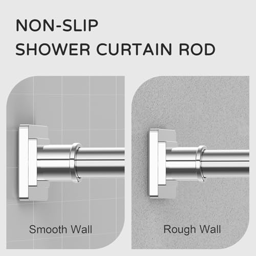 UIOSANRT Stainless Silver Shower Curtain Rod 31-68 Inches Non-Slip Shower Rod Tension Mounted No Drill Shower Curtain Rods Spring Tension Rod Adjustable Tension Curtain Rod for Windows Bathroom - color: Stainless Silver, size: 31"-68"