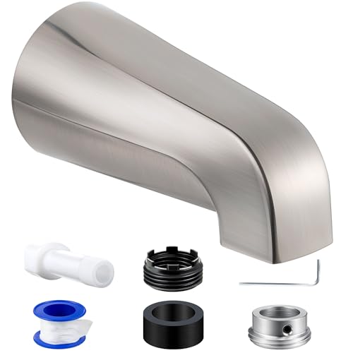 Dreyoo Tub Spout, Tub Faucet for Bathtub (Brushed Nickel,Without Diverter) | Bathroom Bathtub Faucet with Adapters, Hex Wrench, Universal Faucet for Bathtub Fits 1/2" Copper Pipe, 1/2" IPS and 3/11" IPS - color: Brushed Nickel, style: Without Diverter
