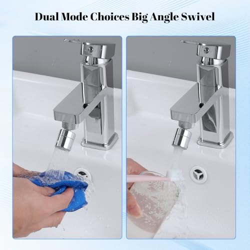 Hibbent Dual-function Solid Faucet Aerator, Big Angle Rotate Metal Kitchen Sink Aerator 360 Degree Swivel Sink Sprayer Attachment-55/64 Inch Female Thread-Chrome - color: Chrome, style: Classic Aerator with 1 Swivel Joint