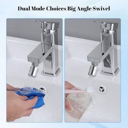 Hibbent Dual-function Solid Faucet Aerator, Big Angle Rotate Metal Kitchen Sink Aerator 360 Degree Swivel Sink Sprayer Attachment-55/64 Inch Female Thread-Chrome - color: Chrome, style: Classic Aerator with 1 Swivel Joint