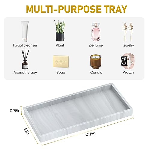 Silicone Bathroom Tray,Shatterproof Bathroom Vanity Tray,High-Grade Silicone Durable Rectangle Tray for Bathroom Trays for Counter Soap Dispenser Tray-Large 10.6 * 5.1 in | High-Grade Durable Rectangle Tray, Non-Slip, Easy Clean, Rust-Proof, for Bathroom