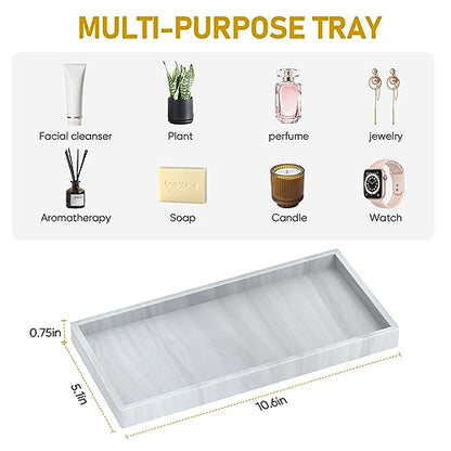 Silicone Bathroom Tray,Shatterproof Bathroom Vanity Tray,High-Grade Silicone Durable Rectangle Tray for Bathroom Trays for Counter Soap Dispenser Tray-Large 10.6 * 5.1 in | High-Grade Durable Rectangle Tray, Non-Slip, Easy Clean, Rust-Proof, for Bathroom