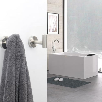 NearMoon Bath Towel Hooks- SUS 304 Stainless Steel Robe Hook Holder, Heavy Duty Coat Hook for Bathroom Livingroom Hotel Kitchen Garage, Wall Mounted (Brushed Nickel, 3 Pack) - color: Brushed Nickel, size: 3 Pack