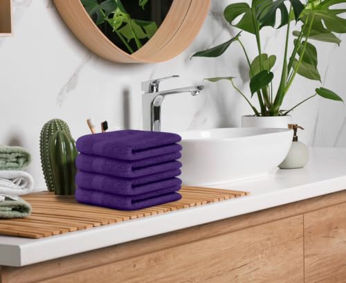 Avalon Towels Wash Cloths 12 Pack Purple 100% Cotton Washcloths 12x12 Face Towels, Wash Rags, Facial Towel, fingertip Towel for Bathroom, Purple Washcloth - color: Purple