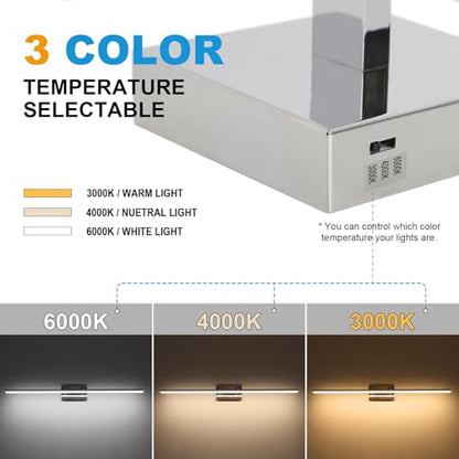 LED Bathroom Vanity Light, Modern Bathroom Light Fixture Over Mirror (3000K/4000K/6000K, Dimmable), Vanity Light Bar with Angle Adjustable, 40 Inch, Chrome - color: Chrome, size: 40 inch