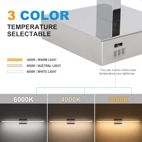 LED Bathroom Vanity Light, Modern Bathroom Light Fixture Over Mirror (3000K/4000K/6000K, Dimmable), Vanity Light Bar with Angle Adjustable, 40 Inch, Chrome - color: Chrome, size: 40 inch