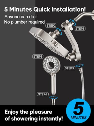 Cobbe® Dual Shower Head with Magnetic Handheld, Brushed Nickel | Rain Shower Combo, 2-in-1 Fixed & Detachable, Multiple Spray Modes, Built-in Magnet Dock, 6ft Hose - color: Brushed Nickel