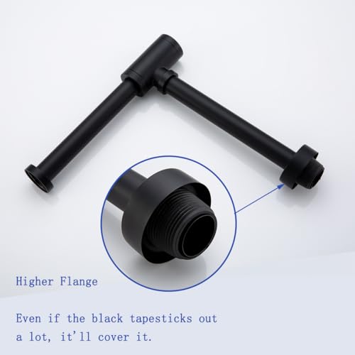 Contemporary Solid Brass Bottle P Trap Round 1 1/4 With 11.81 inch Slip Joint Extension Tube Basin Sink Waste Drain P Trap For Kit,Matte Black. - color: T03-Matte Black