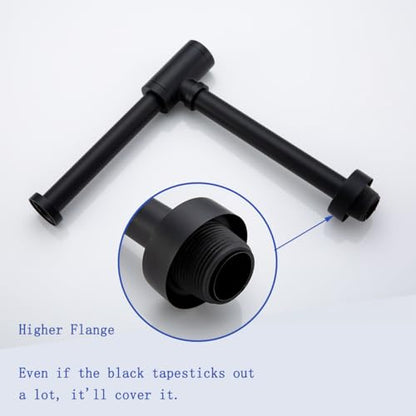 Contemporary Solid Brass Bottle P Trap Round 1 1/4 With 11.81 inch Slip Joint Extension Tube Basin Sink Waste Drain P Trap For Kit,Matte Black. - color: T03-Matte Black