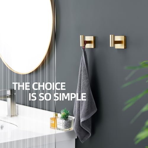KOKOSIRI Robe Hooks Bathroom Towel Coat Hook for Bath Kitchen Wall 2 Pack Brushed Gold Stainless Steel B1013BG-P2 - color: Brushed Gold, size: 2 Pack