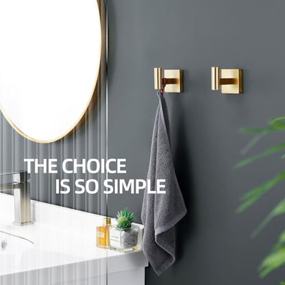 KOKOSIRI Robe Hooks Bathroom Towel Coat Hook for Bath Kitchen Wall 2 Pack Brushed Gold Stainless Steel B1013BG-P2 - color: Brushed Gold, size: 2 Pack