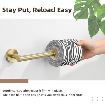Toilet Paper Holder, Brushed Gold, 304 Stainless Steel | Right-Open Arm, Easy Roll Replacement, Raised End Guard, Fits Regular, Large & Mega Rolls, Small Bathroom & Half Bath Use - color: Brushed Gold