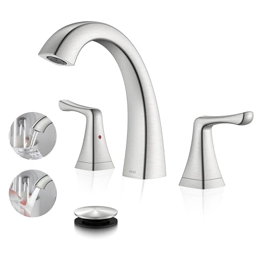 Bathroom Faucets for Sink 3 Hole, Brushed Nickel 2 Handle Widespread | Bathroom Vanity Faucet with Pop Up Drain & Supply Lines, Lead-Free cUPC & NSF Certified, 8 Inch Faucet for Vanity RV Sink - color: Brushed Nickel